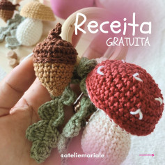 Receita Grátis de Amigurumi: Cogumelos e Bolota
