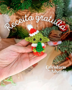 Receita gratuita de amigurumi de Natal: Yoda com árvore
