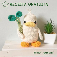 Receita gratuita de amigurumi de patinho com plantinha