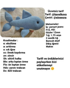 Sevimli Köpek Balığı Amigurumi Şeması