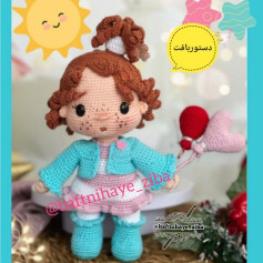طرح بافتنی عروسک دختر کوچولو با بادکنک