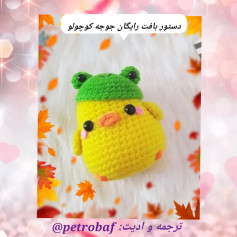 طرح بافتنی جوجه با کلاه قورباغه ای