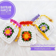 Türkçe: Bayram harçlığı kesesi granny kare modeli