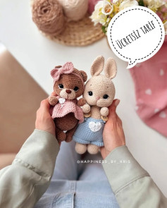 Ücretsiz amigurumi ayı ve tavşan modeli