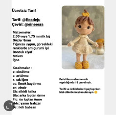 Ücretsiz Amigurumi Bebek Örgü Şeması