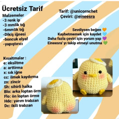 Ücretsiz Bebek Civciv Amigurumi Şeması