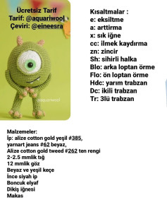 Ücretsiz Canavar Örgü Şeması