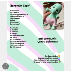 Ücretsiz Dinozor Amigurumi Tığ İşi Tarifi