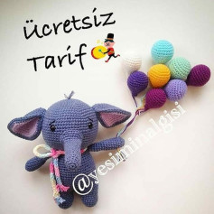 Ücretsiz Fileli Fil ve Balonlar Örgü Şeması