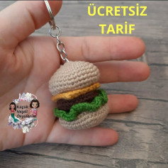 Ücretsiz Hamburger Anahtarlık Tığ Örgü Tarifi