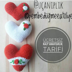 Ücretsiz Kalp Anahtarlık Amigurumi Şeması