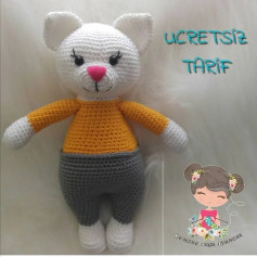 ÜCRETSİZ KEDİCİK AMİGURUMİ ÖRGÜ ŞEMASI