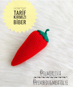 Ücretsiz Kırmızı Biber Amigurumi Örgü Şeması