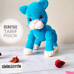 Ücretsiz Mavi Tığ İşi Pisi Kedi Örgü Şeması