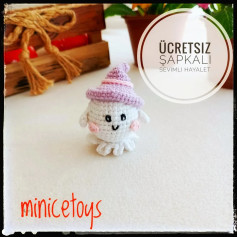 Ücretsiz Şapkalı Sevimli Hayalet Amigurumi Şeması