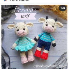 Ücretsiz sevimli inek amigurumi yapım tarifi