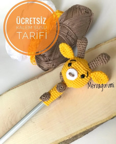 Ücretsiz sevimli zürafa kalem süsü amigurumi tarifi