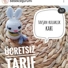 Ücretsiz Tavşan Kulaklık Kabı Tığ İşi Tarifi