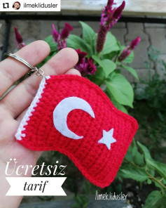 Ücretsiz Türk Bayrağı Anahtarlık Tığ İşi Tarifi