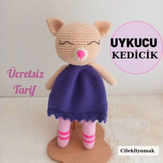 UYKUYA DALAN KEDİCİK AMİGURUMİ ŞEMASI