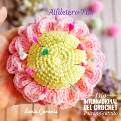 Alfiletero Flor Crochet: Patrón Gratis Día Internacional del Crochet