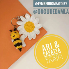 Arı ve Papatya Anahtarlık Örgü Şeması