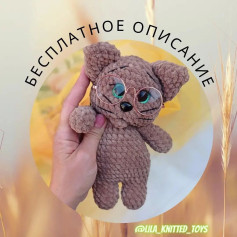 Бесплатное описание схемы вязания кота в очках.
