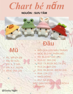 Chart móc len bé nấm dễ thương