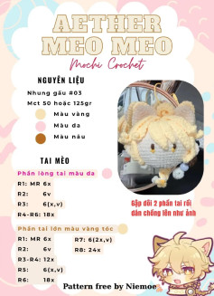 Chart móc len tai mèo dễ thương aether meo meo