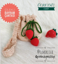 Çilekli Bayram Çantası Tığ İşi Şeması