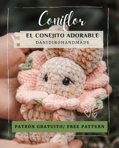 Coniflor: Patrón gratuito del conejito adorable.