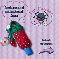 Fundas de gel antibacterial tejidas a crochet: patrón de fresa