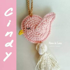 Gráfico de Amigurumi: Pajarito Rosa con Borla