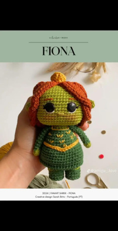Gráfico de crochê amigurumi da Fiona do Shrek