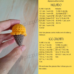 Gráfico de crochet para helado amigurumi