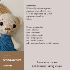 Gráfico de Ganchillo Gratuito para Oso Amigurumi Charlotte