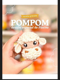 Grátis: Crochê Pompom Cordeiro de Páscoa
