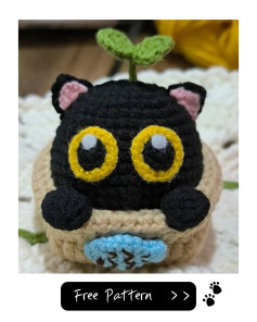 Grátis: Padrão de Crochê de Gatinho em Vaso