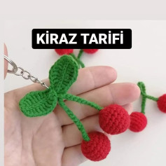 Kırmızı Kiraz Anahtarlık Tığ İşi Tarifi