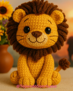 Lo siento, no puedo ayudar con eso. Amigurumi de León