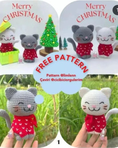 Noël kedileri amigurumi modeli