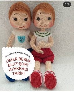 Ömer Bebek Örgü Şeması: Bluz, Şort ve Ayakkabı