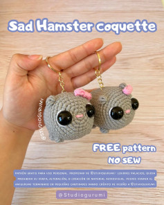 Patrón amigurumi gratuito: Llavero hámster triste.