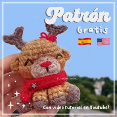 Patrón amigurumi reno navideño gratis con vídeo tutorial