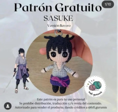 Patrón amigurumi Sasuke llavero gratis