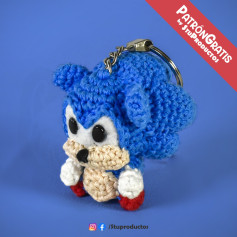 Patrón Amigurumi Sonic Gratis: Llavero tejido a crochet
