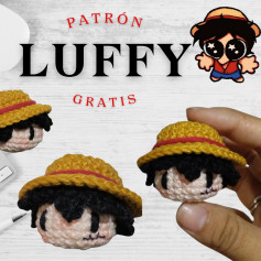 Patrón de amigurumi de Luffy, ideal para principiantes.