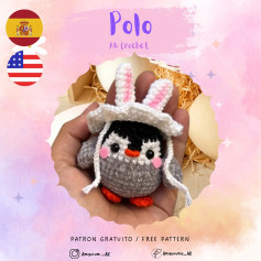 Patrón de amigurumi gratis: Pingüino con orejas de conejo.