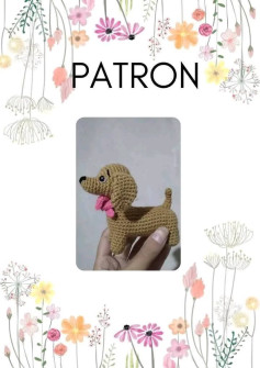 Patrón de amigurumi: Perro con lazo rosa en ganchillo