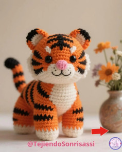 Patrón de amigurumi: Tigre adorable para principiantes en crochet